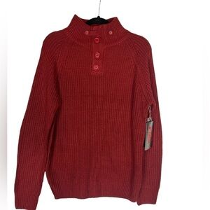NWT Yoki New York Mens Sweater Size L Red Knitted Mock Neck Pull Over